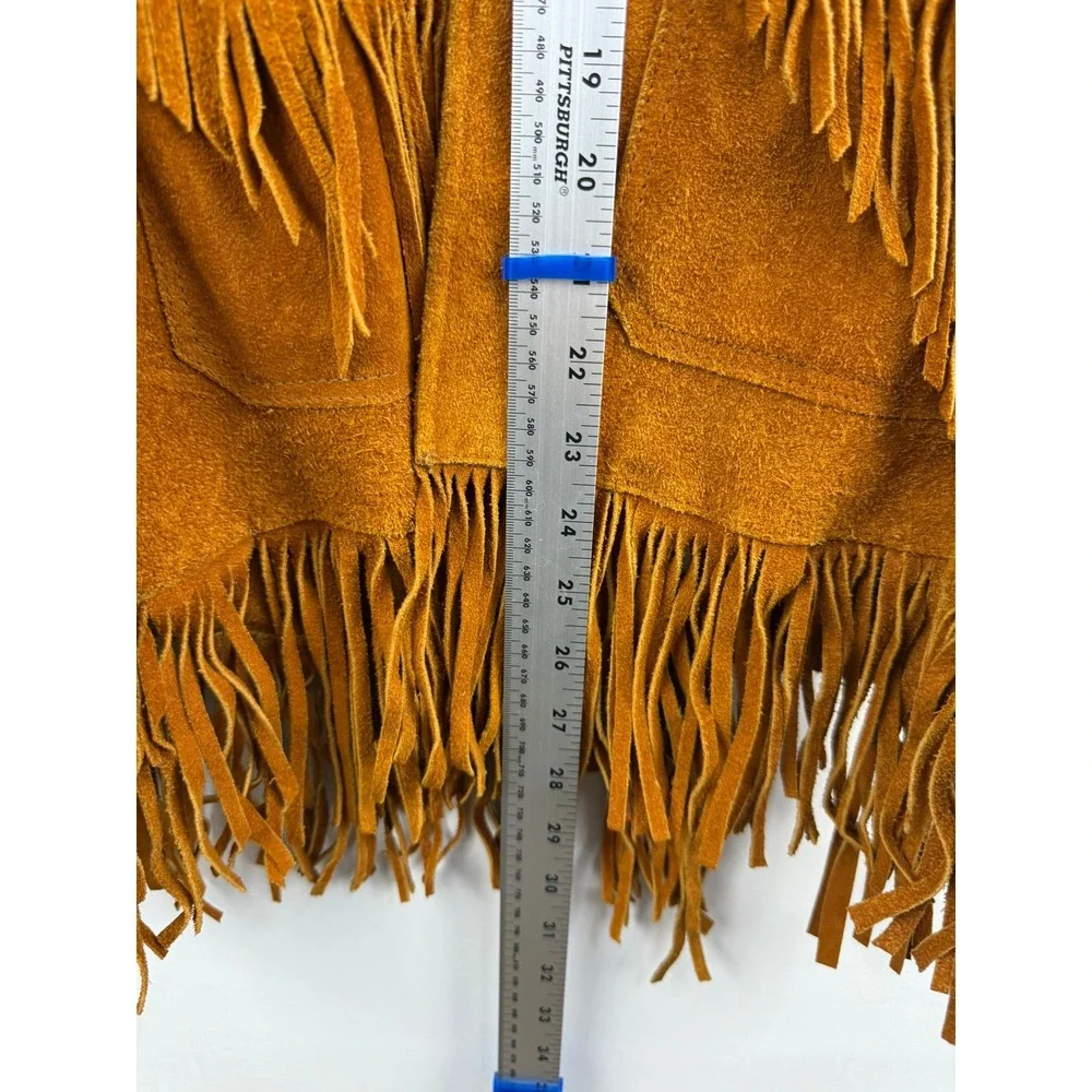Vintage Johnny Miller Suede Fringe Jacket Mens 40 Brown Western Cowboy Mexico